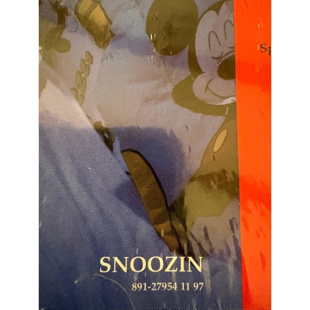 Vintage Disney Mickey Mouse Pillowcase Snoozin Blue Denim Kids Bedding 1997 USA
